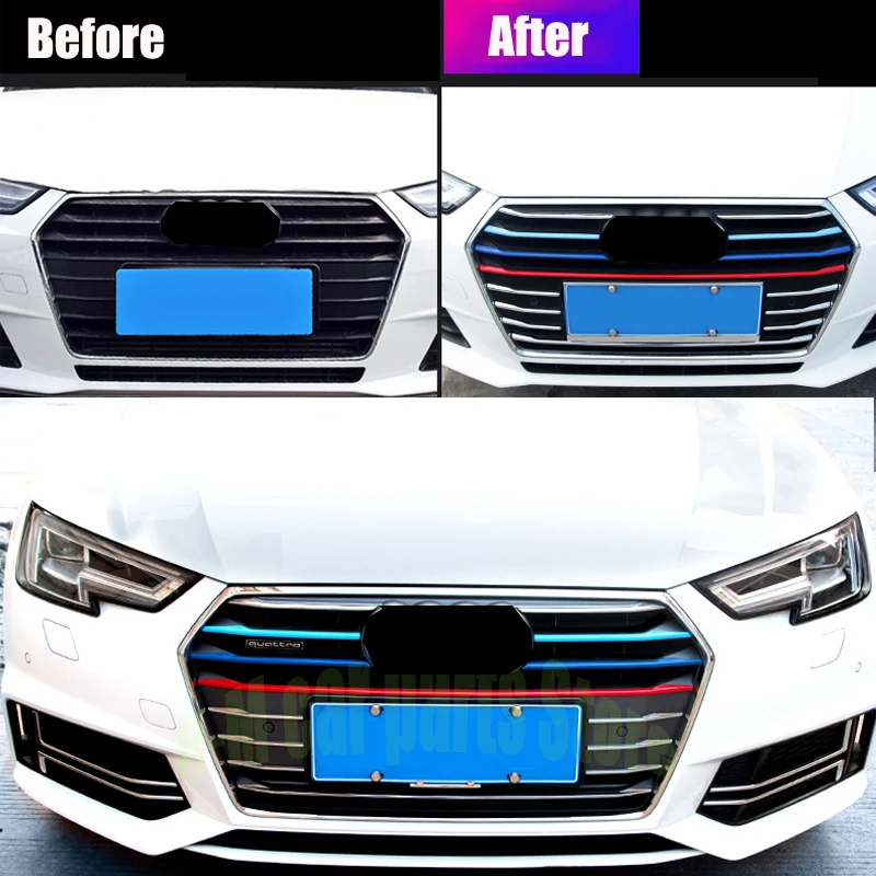 Front Bumper Air Grille Grill Decor Cover Trim For Audi A4L 2017-2018 Baking paint ABS Car Styling Exterior Modified