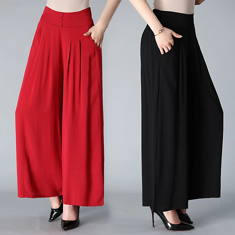 Women's Pants Trousers Summer Fashion Thin Wide Leg Pants Loose High Waist Casual Women Pants Skirt Pants Dance Pants 4XL A1789