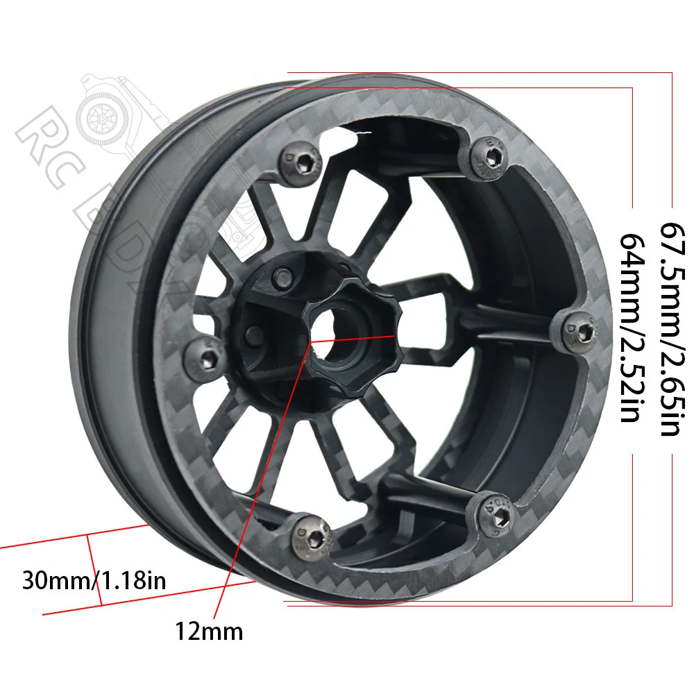 Jantes Hub De Fibra De Carbono Para Carro De Crawler RC, Axial SCX10III AXI03003 RBX10 RR10 Wraith 90048 90018 TRX4, 2,2 em