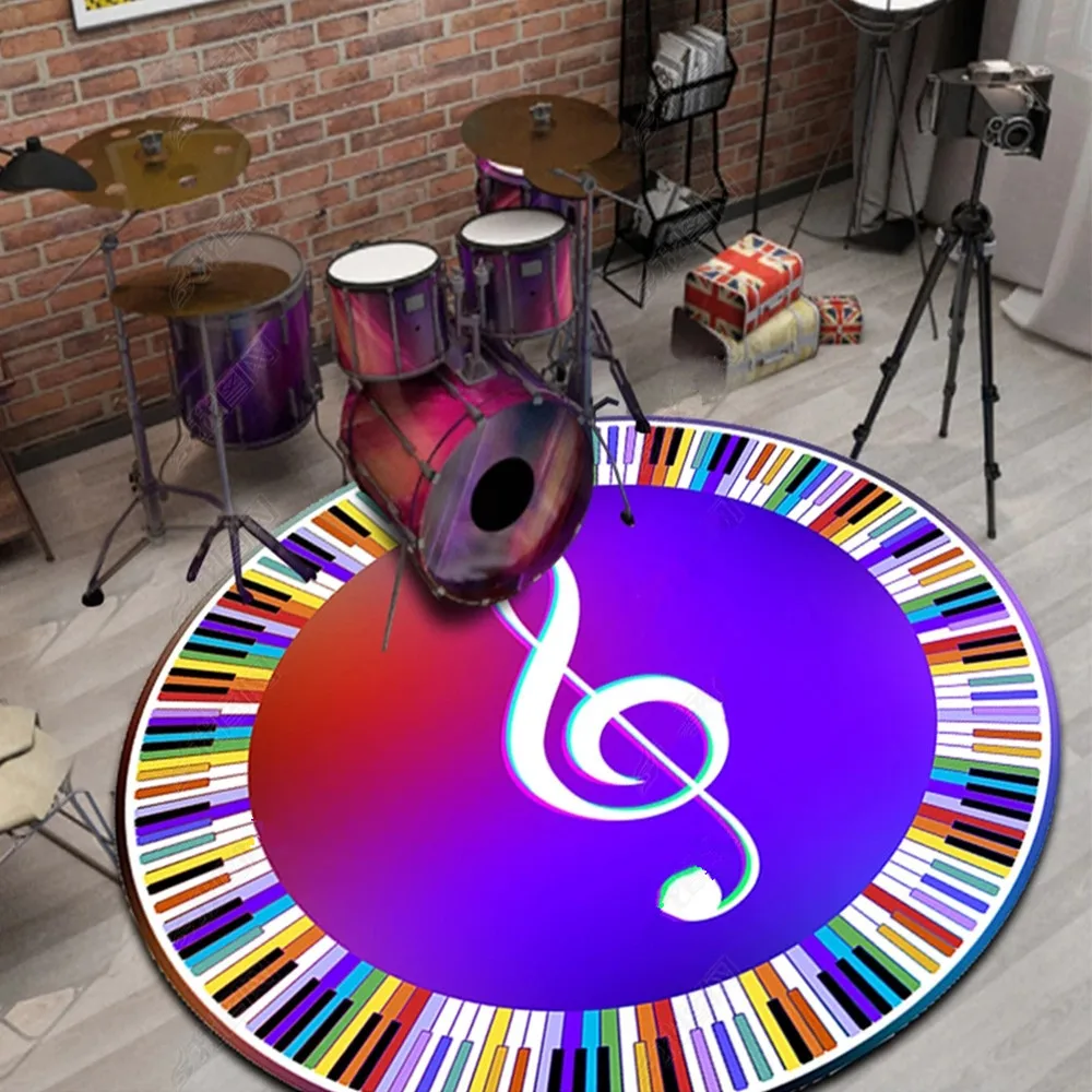 

New Round Carpet Music Symbol Piano Key Multicolor Carpet Home Decoration Mats Kids Play Rug Child Room Computer Chair Area Rugs