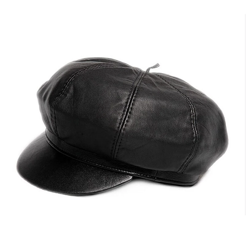 2024 Autumn/Winter Genuine Leather Cap Unisex Stylish Fashion Outdoors Keep Warm Hat Casual Black Driving Hat Pumpkin Cap