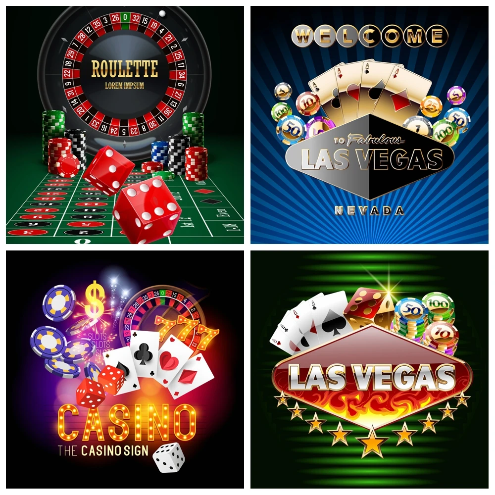 

Laeacco Las Vegas Background Roulette Dice Casino Entertainment Party Banner Photography Backdrops Photocall Photo Studio