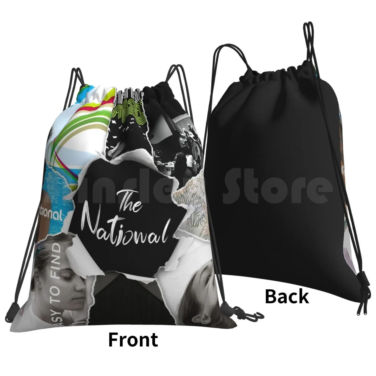 The National Discography Backpack Drawstring Bag Riding Climbing Gym Bag National Band Music Indie Arcade Fire Sleep Well