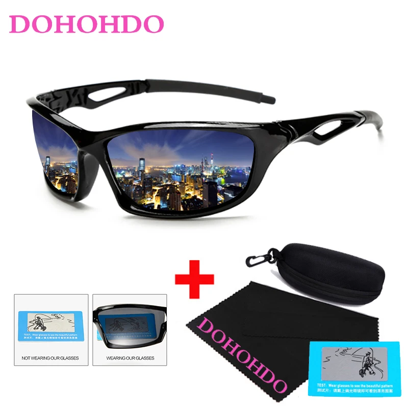 

DOHOHDO High Quality Sunglasses Men Driving Night Vision Polarized Goggles Sun Glasses Yellow Lens Anti-Glare Eyewears with box