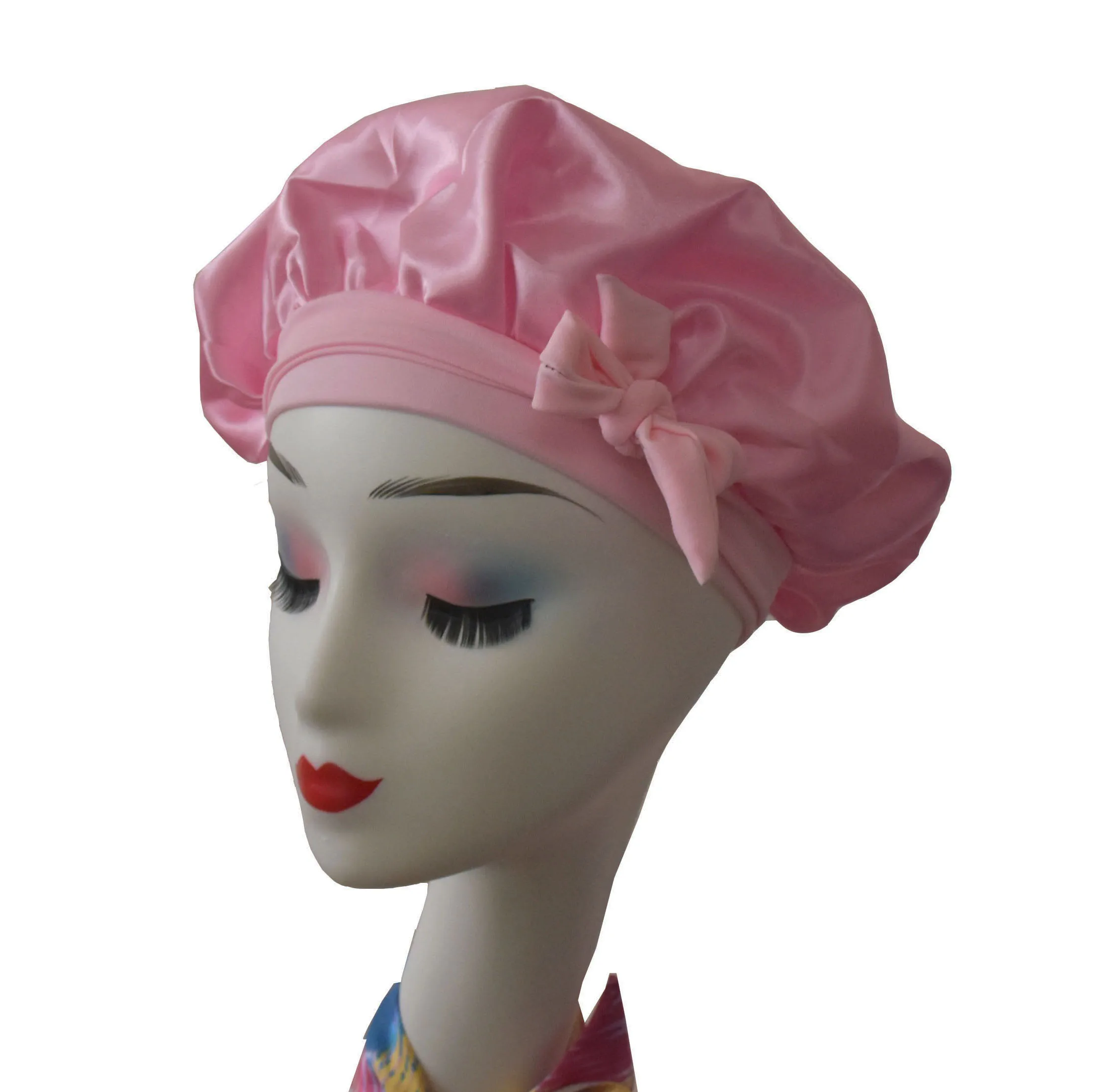 

Bonnet Queen Fashion custom logo satin wide band pre tie bonnet hair head wrap sleep cap