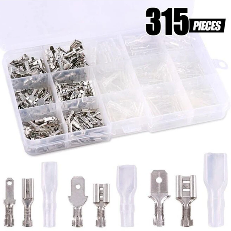 

315Pcs Insulated Male Female Wire Connector 2.8/4.8/6.3mm Electrical Wire Crimp Terminals Spade Connectors Assorted Kit