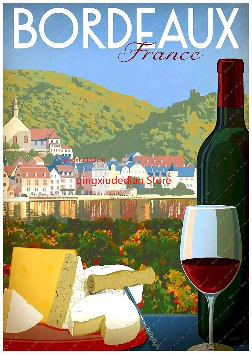 Wall Hanging Decoration Tassel Carpet Tapestry Tapestry Bordeaux France Wine Country Travel Map Retro Wall Coating Poster Home