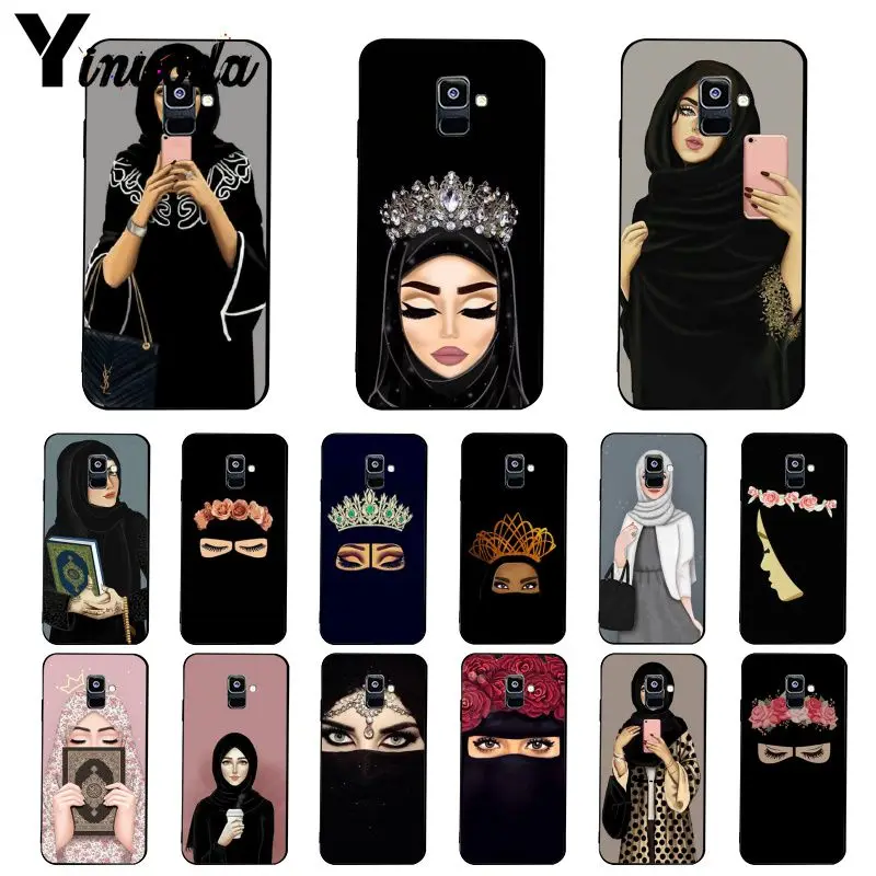 

Yinuoda Muslim Gril Eyes Woman Hijab Face Crown Flower Phone Case For Samsung Galaxy A7 A50 A70 A40 A20 A30 A8 A6 A8 Plus A9