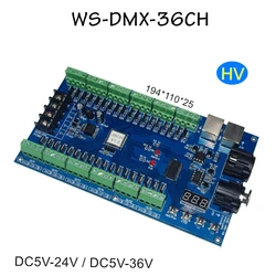 36CH DMX512 Dimmer 36 Canali DMX Decoder 13 gruppo di uscita RGB, LED DMX512 Driver XRL 3pin controller WS-DMX-36CH/HV DC5V-24 5V-36V