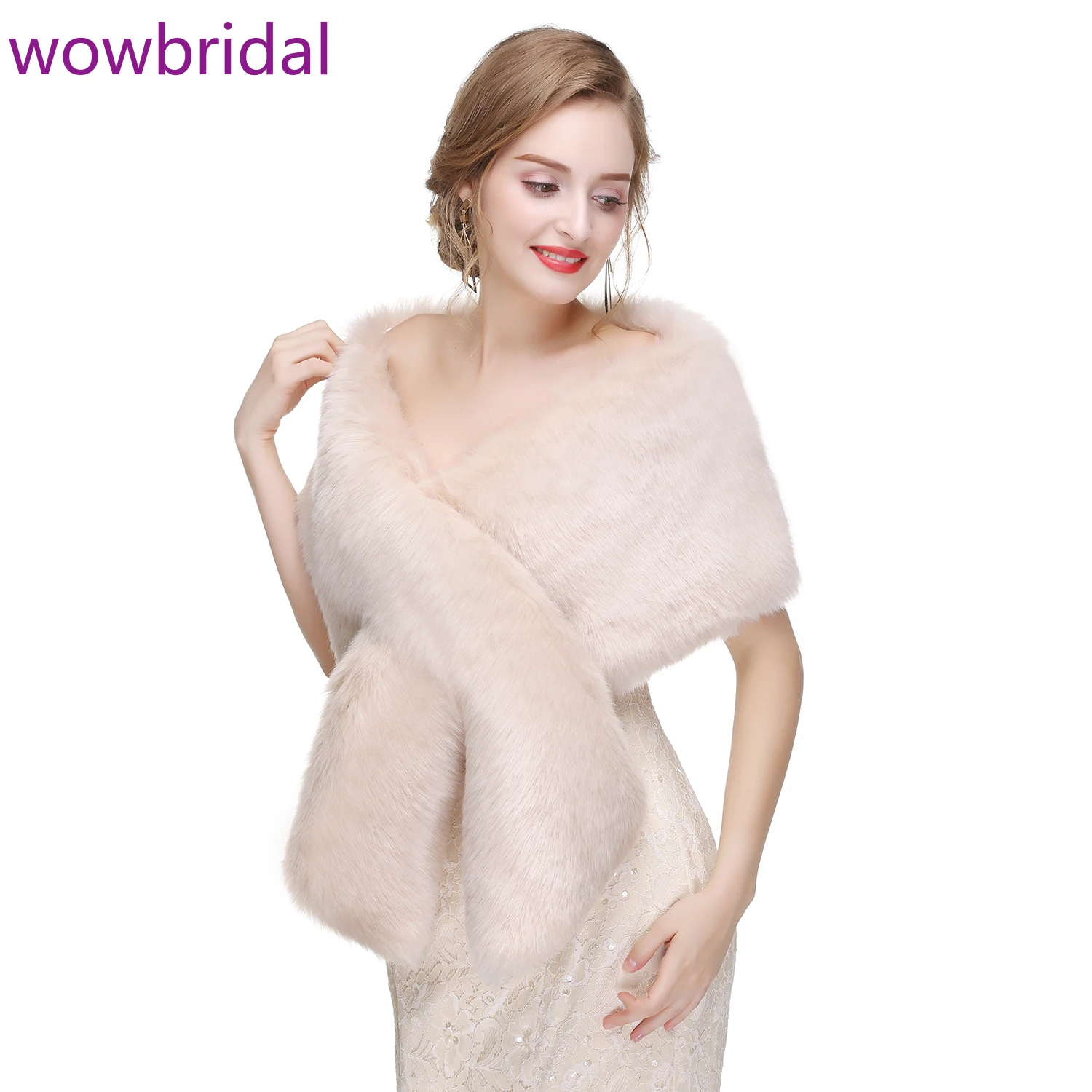 

WOWBRIDAL Warm Faux Fur Winter Bridal Cape Wedding Cloaks Party Wraps Jacket Wrap Boleros De Encaje Boleros De Mujer