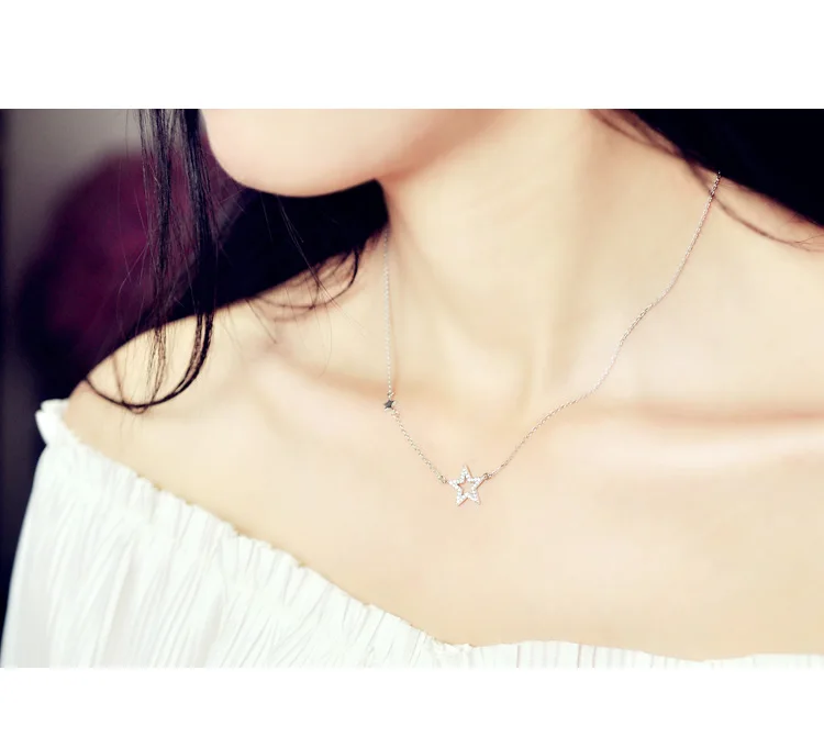 925 Sterling Silver star zircon  Necklaces & Pendants For Women High Quality Sterling-silver-jewelry