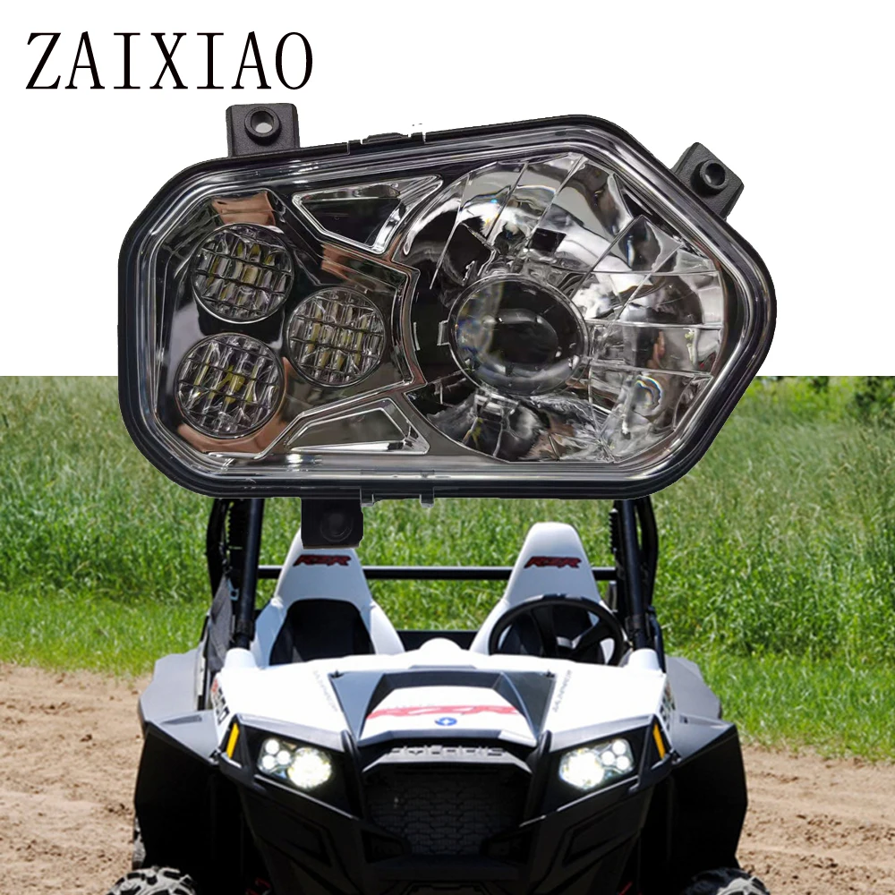 ATV Accessories Led Lights Black chrome Atv Headlights for Polaris RZR XP 900 New LED head light RZR 800 LED projector headlamp