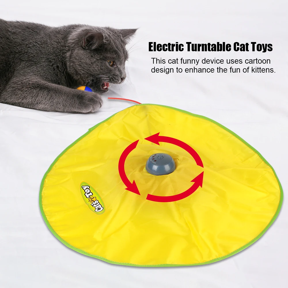 4 Speeds Interactive Pet Toy For Cat Kitty Electric Cat Toy Plate Automatic Motion Undercover Mouse Fabric Moving Feather