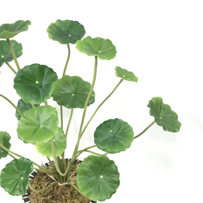 37cm 18 Heads Artificial Lotus Plants Green Leaves Plastic Tree Fake Bonsai Plants Real Touch Copper Leafs For Home Office Decor