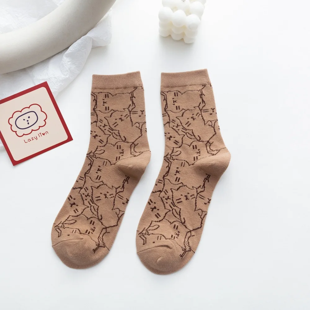 Nouveau produit impression drôle mignon dessin animé chat unisexe chaussettes créatif coloré multi-facettes chat heureux mode rue chaussettes femme