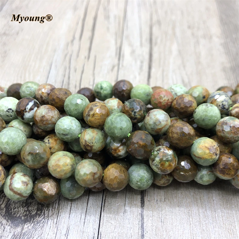 

Faceted Natural Green Opal Round Loose Beads For DIY Necklace Bracelet Jewelry Making 5Strands/Lot