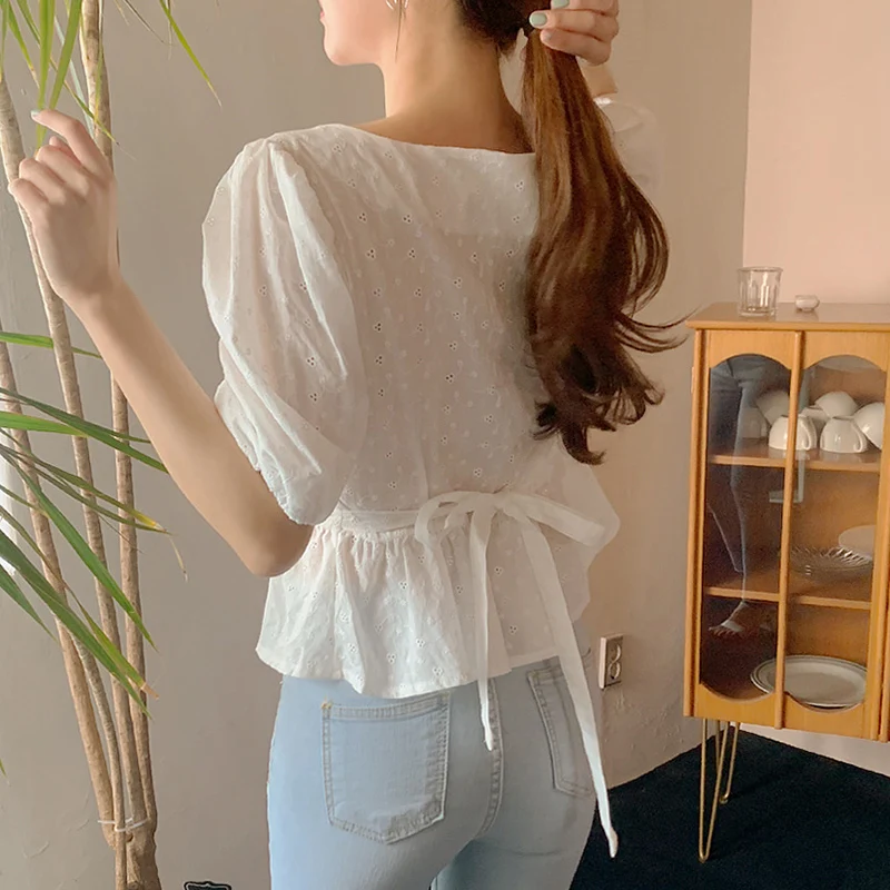 Embroidery Lace Spring femme Shirt Casual white Tops Girls Blouse Women Long sleeve Linen Cotton New Women Blouses femme