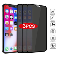 3Pcs Full Cover Black Edge Anti-spy Tempered Glass Private Screen Protector For iPhone 15 14 13 12 11 16 Pro MAX XS Max 7 8 Plus