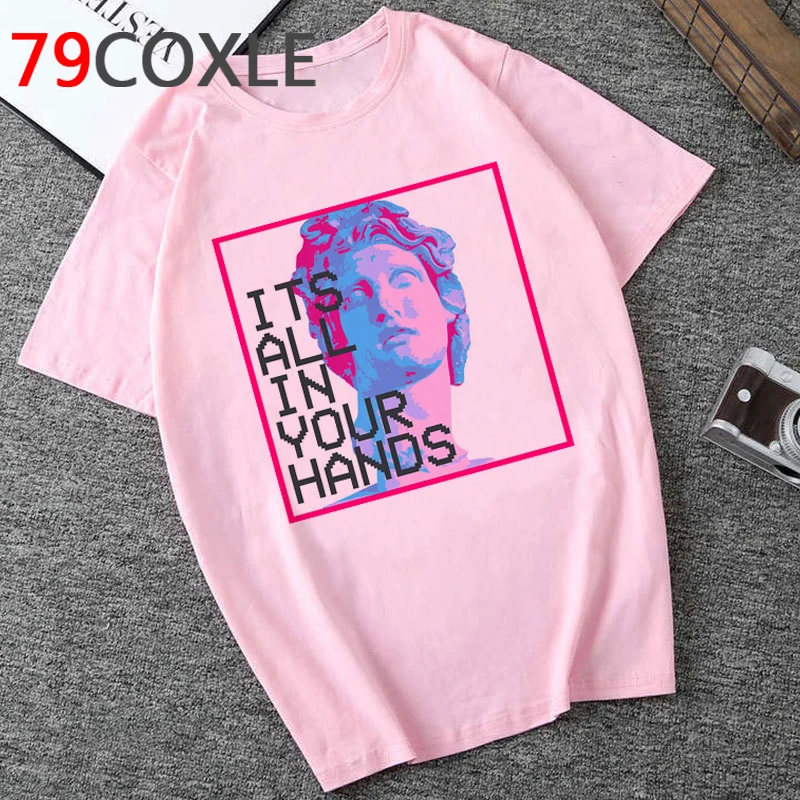 美的vaporwaveおかしい漫画tシャツユニセックスミケランジェロクールtシャツミアウォレスグラフィックtシャツ夏トップtシャツ