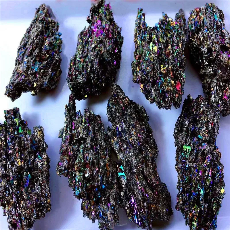 Rare Colorful Ore Small Pieces of Silicon Carbide Mineral Crystal Stone Ornaments Teaching Specimen Fish Tank Home Decoration