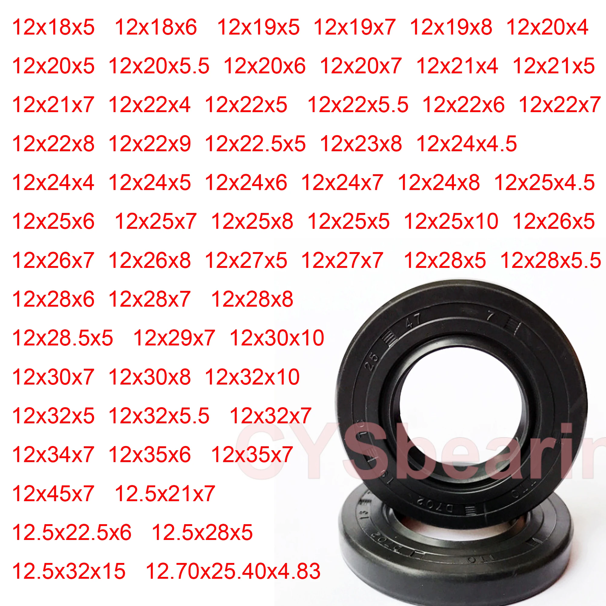 1/2PC 12MM TC Skeleton Oil Seal Gasket Black Nitrile NBR Radial Shaft Ring 12x18x5 12x20x5 12x20x6 12x24x4.5 12.70x25.40x4