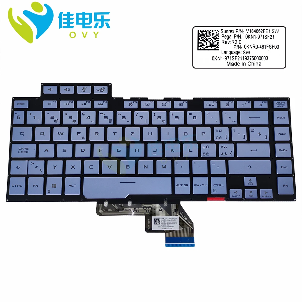 

SW Swiss Backlit Keyboard For Asus ROG Zephyrus GU502 GU502G GU502GW GU502DU GU502GU GU502LU Notebook PC Keyboards V184662FE1