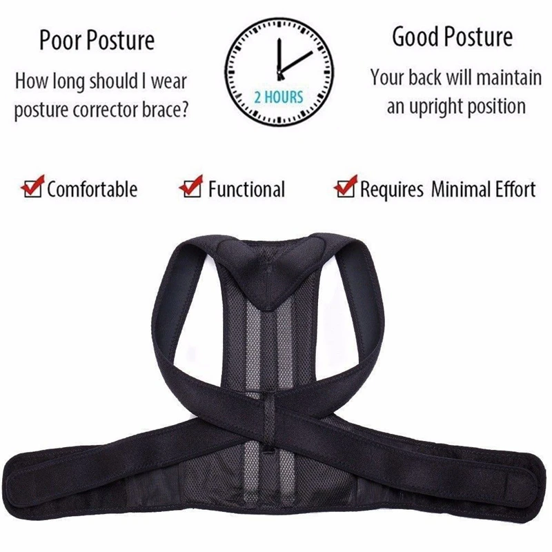 Women Body Shaper Shoulder Back Support Belts Men Posture Corrector Support Magnetic Brace Adjustable 3XL Plus Size