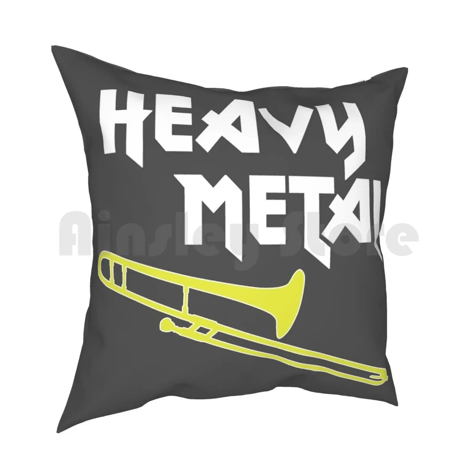 Funny Trombone Gift , Marching Band , Concert Band-Heavy Metal Pillow Case Printed Home Soft Throw Pillow Trombone