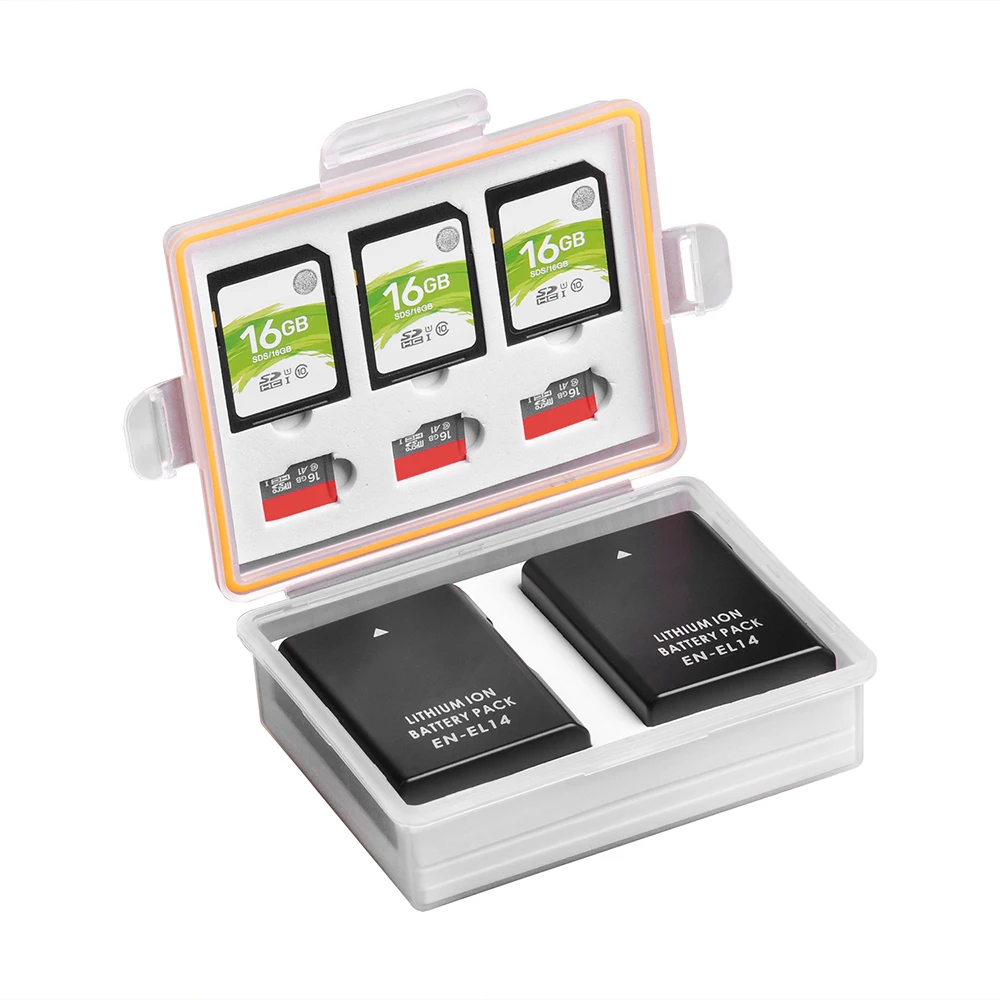 Pojemnik na baterie do aparatu pojemnik na karty pamięci SD TF do Nikon EN-EL14 EL9 EL23 Canon LP-E17 E12 Panasonic DMW-BLC12 baterie
