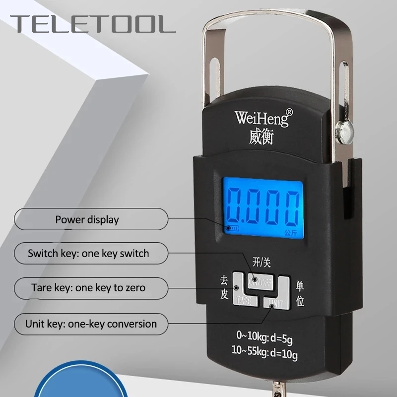 Bilancia digitale ricaricabile per bagagli da pesca pesatura da viaggio Steelyard Hanging Electronic Hook Scale Kitchen Weight Tool