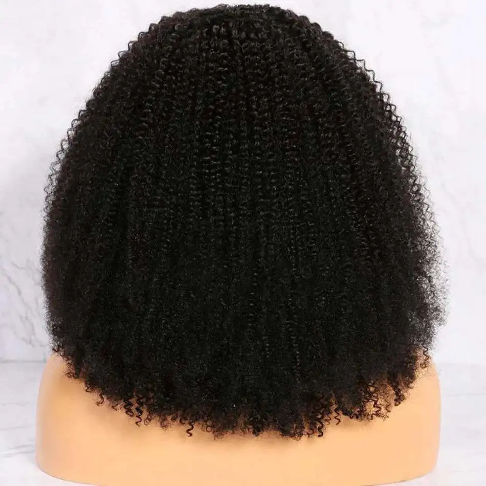 Peluca de cabello humano rizado Afro para mujer afroamericana, postizo de encaje frontal 360 prearrancado, Remy, densidad 180, 5x5, cierre de encaje