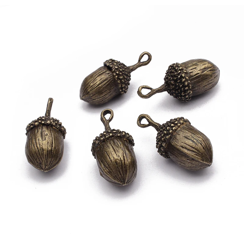 2Pcs/set Tibetan Silver/Bronze 3D Nut Acorn Charms Pendant DIY Necklace Jewelry Findings Making Women Handmade Crafts Gifts