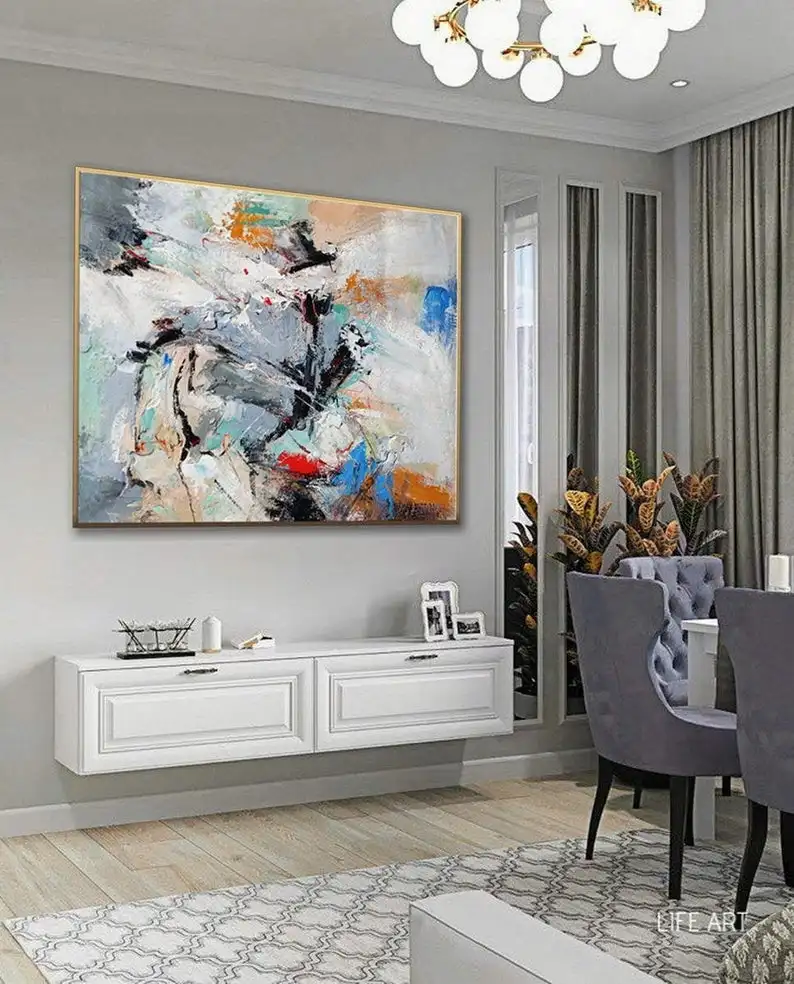 Large Canvas Painting Wall Art Abstract Artwork Modern Palette Knife Art Work Office Living Room Decor Handmade Acrylic Painting