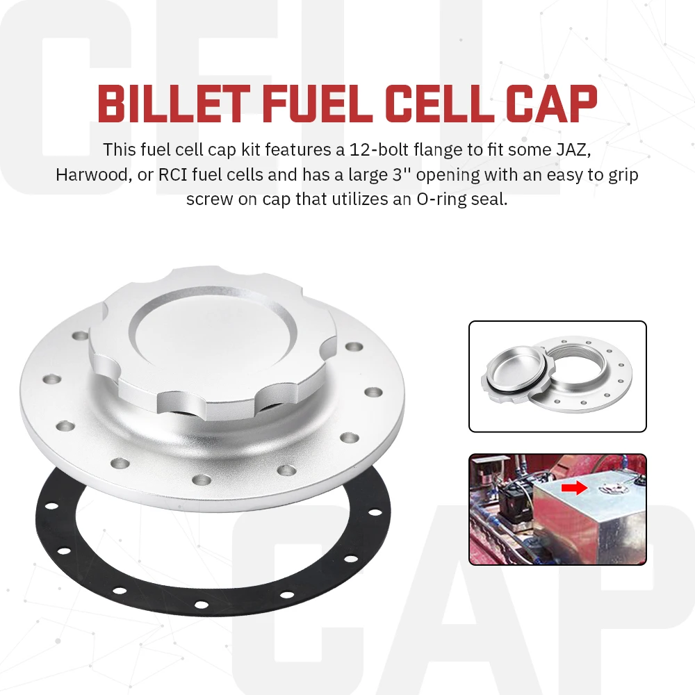 PQY - Billet Aluminum Fuel Cell / Surge Tank Cap with 12 bolting holes with 3\'\' I.D.Opening For RI  fuel cells PQY-SLFCC-01SL