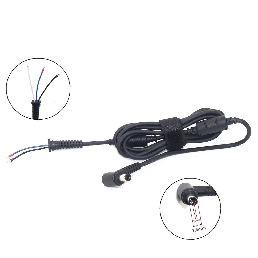 1.8m Laptop Notebook Power Supply Cable 7.4X5.0mm DC Angle Jack Tip Plug Connector Cable For Dell Power Charger Adapter 150W