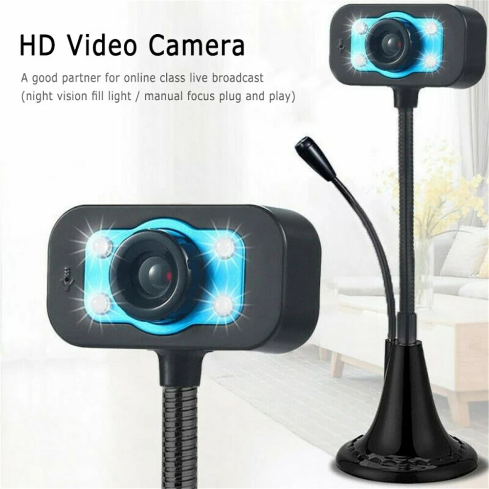 Webcam HD Web Camera Built-in Microphone USB Plug Web Cam Night Vision for PC Computer Mac Laptop Desktop for YouTube Skype