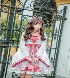Kawaii girl gothic Chinese style vintage sweet lolita dress cute embroidery printing bowknot victorian dress lolita op loli cos