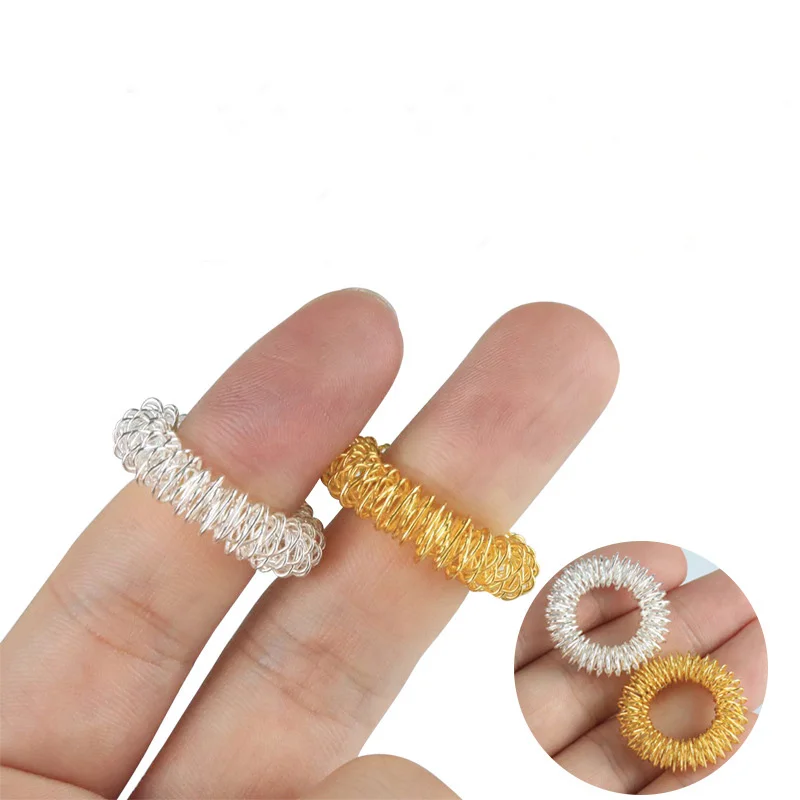 

50pieces gold Silver Acupuncture Finger Massage Rings Health Care Hand Massager Pain Relief Stress Relief Help Sleep Tools