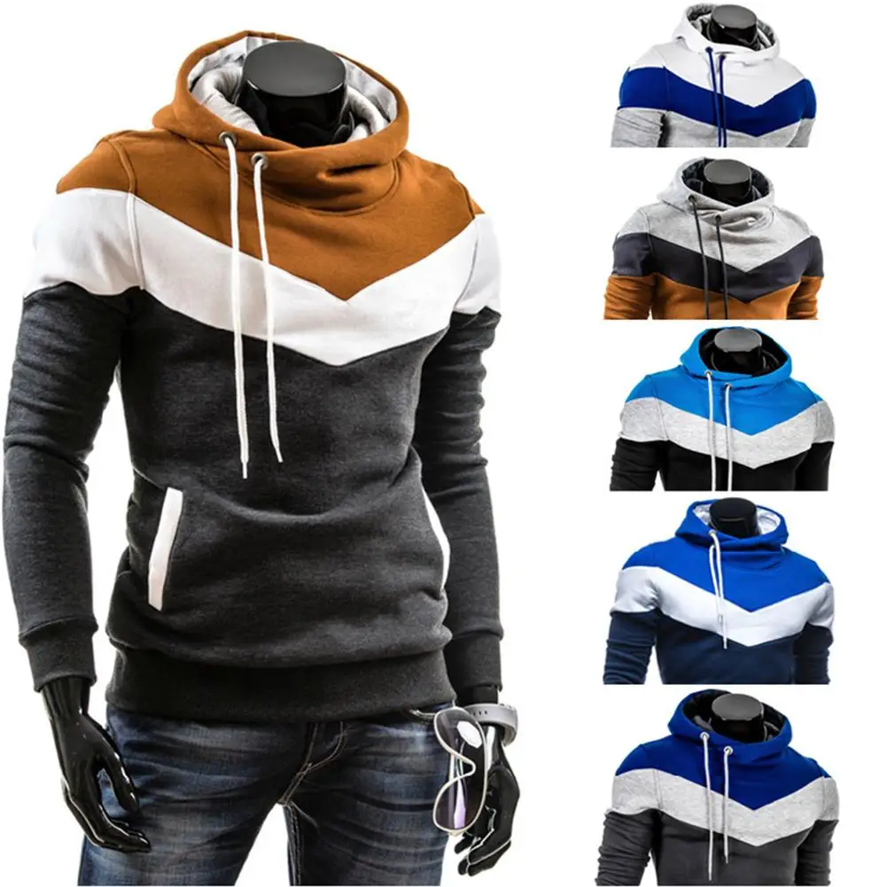 Fashion Men Hoodies Patchwork Autumn Winter Hooded Sweatshirt Long Sleeve Pullover Hoodie Sweatshirt sudaderas hombre толстовка