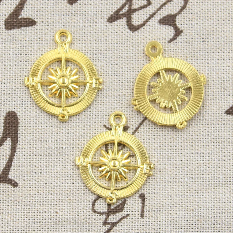 12pcs Charms Compass 28x24mm Handmade Craft Pendant Making fit,Vintage Tibetan Bronze Silver color,DIY For Bracelet Necklace