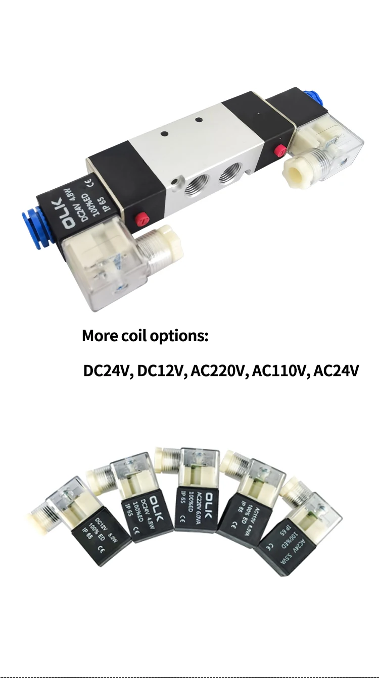 4V220-08/4V320-10/4V420-15 Magnetventil 2 Positionen 5 Anschlüsse Pneumatische Luftventile DC12V DC24V AC110V AC220V Doppelspule – Detail 9