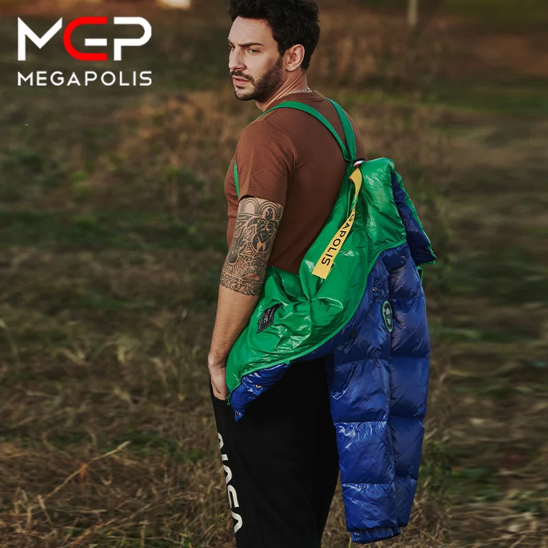 MGP Casaco curto para homem 2022 inverno locomotiva estilo quente, impermeável e à prova de vento jaqueta para homem