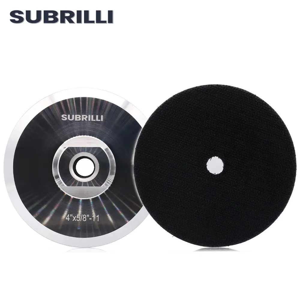 Subrilli 4 Polegada de alumínio backer pad 100mm de diâmetro m14 5/8-11 fio suporte da placa de apoio para a almofada de polimento ângulo moedor