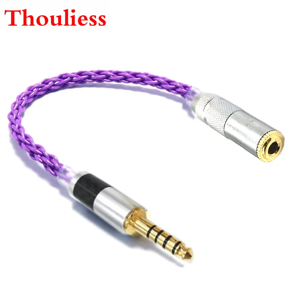 

Thoulies DIY OCC Silver Plated 4.4mm Balanced Male to 3.5mm Stereo 3pole Female HIFI Audio Adapter Connector Cable