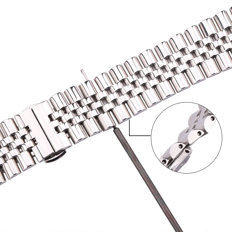 Watch Band Bracelet Silver Polished Stainless Steel Watch Accessories 16 18 19 20 21 22mm Solid Metal Wrist Strap