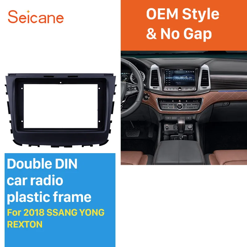 Seicane Audio Player Dash Kit Face Plate Panel  Car Radio Fascia for 2018 SSANG YONG REXTON refitting Stereo Frame 9 inch