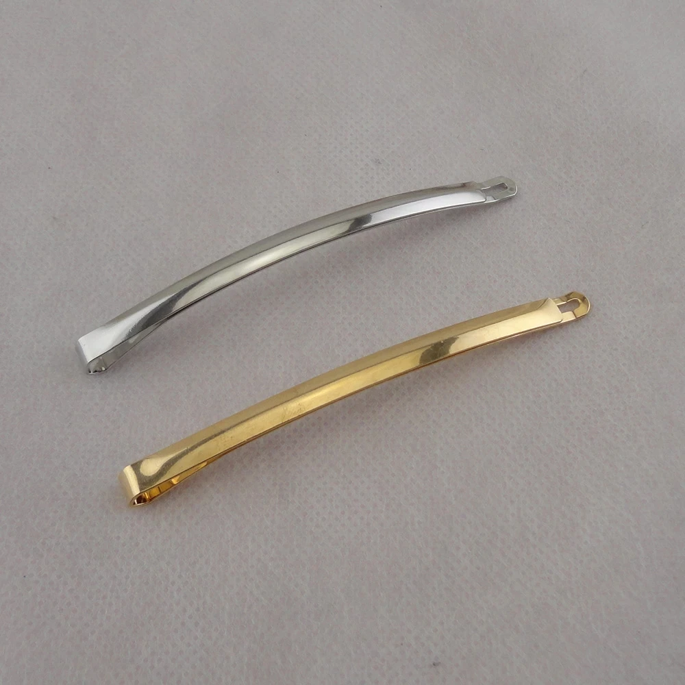 10 SZTUK 5 mm * 9,0 cm Złoto-srebrne zakrzywione zwykłe metalowe długie szpilki Bobby Slajdy do włosów Barrettes damskie klipsy boczne Bez ołowiu Bez niklu