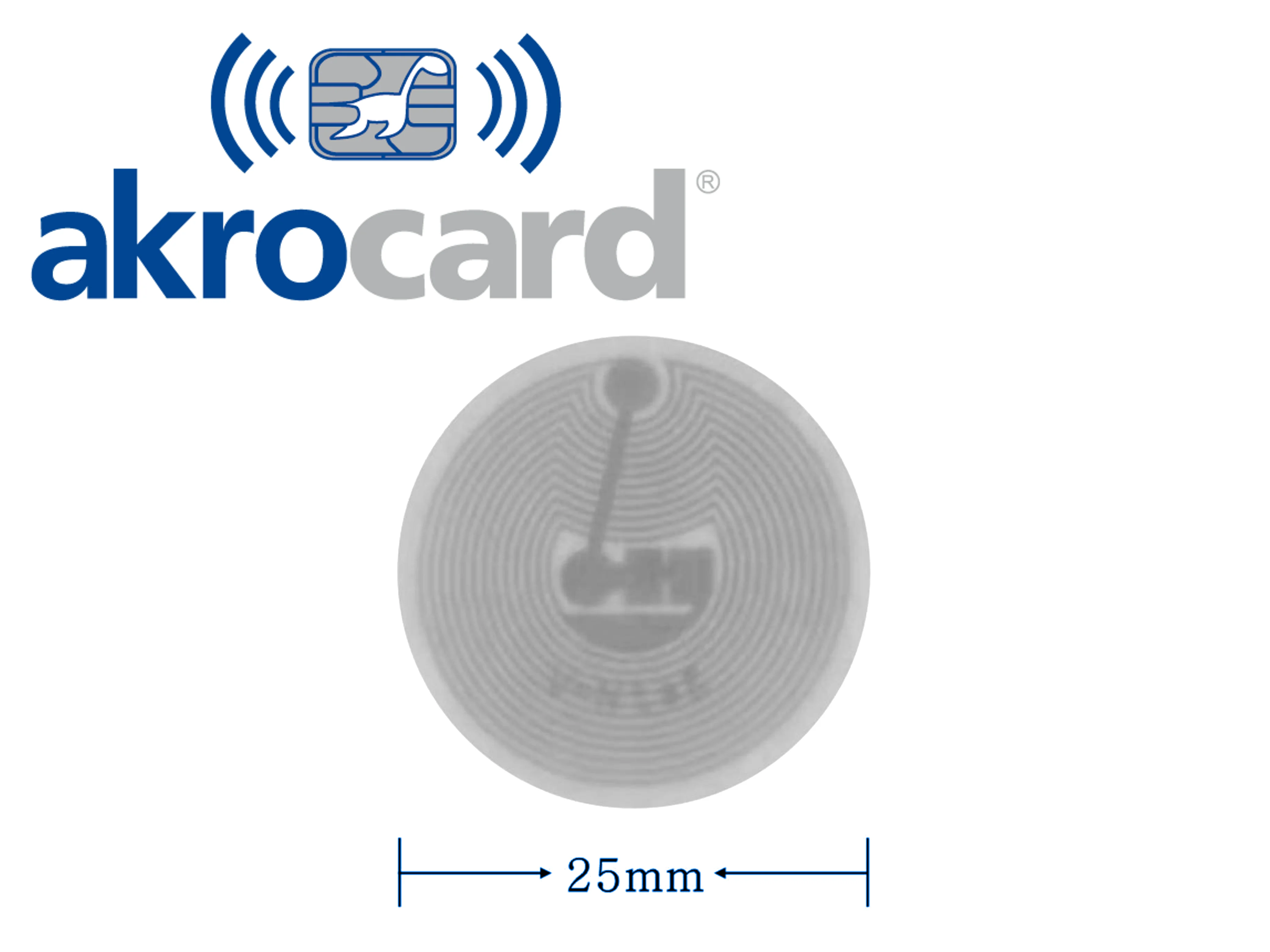 Akrocard NFC NTAG216 label-round-25mm (5 Tags) -adhesive-made of Pet and aluminum, waterproof