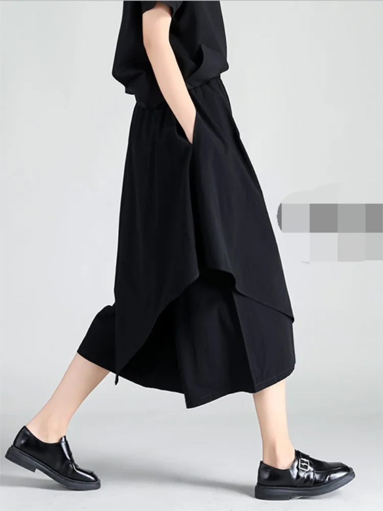 Ladies Pant Skirt Wide Leg Pants Casual Pants New Summer Dark Irregular Asymmetric False Two Design Loose Fashion