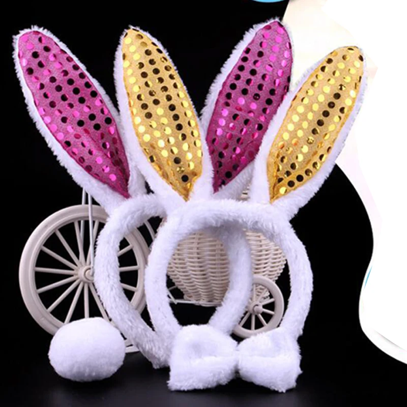 Led Glow Party Event Adult Sequins Not Shine Rabbit Ears Headband Rabbit Girl Headdress Concert Birthday Party Event Scene Props